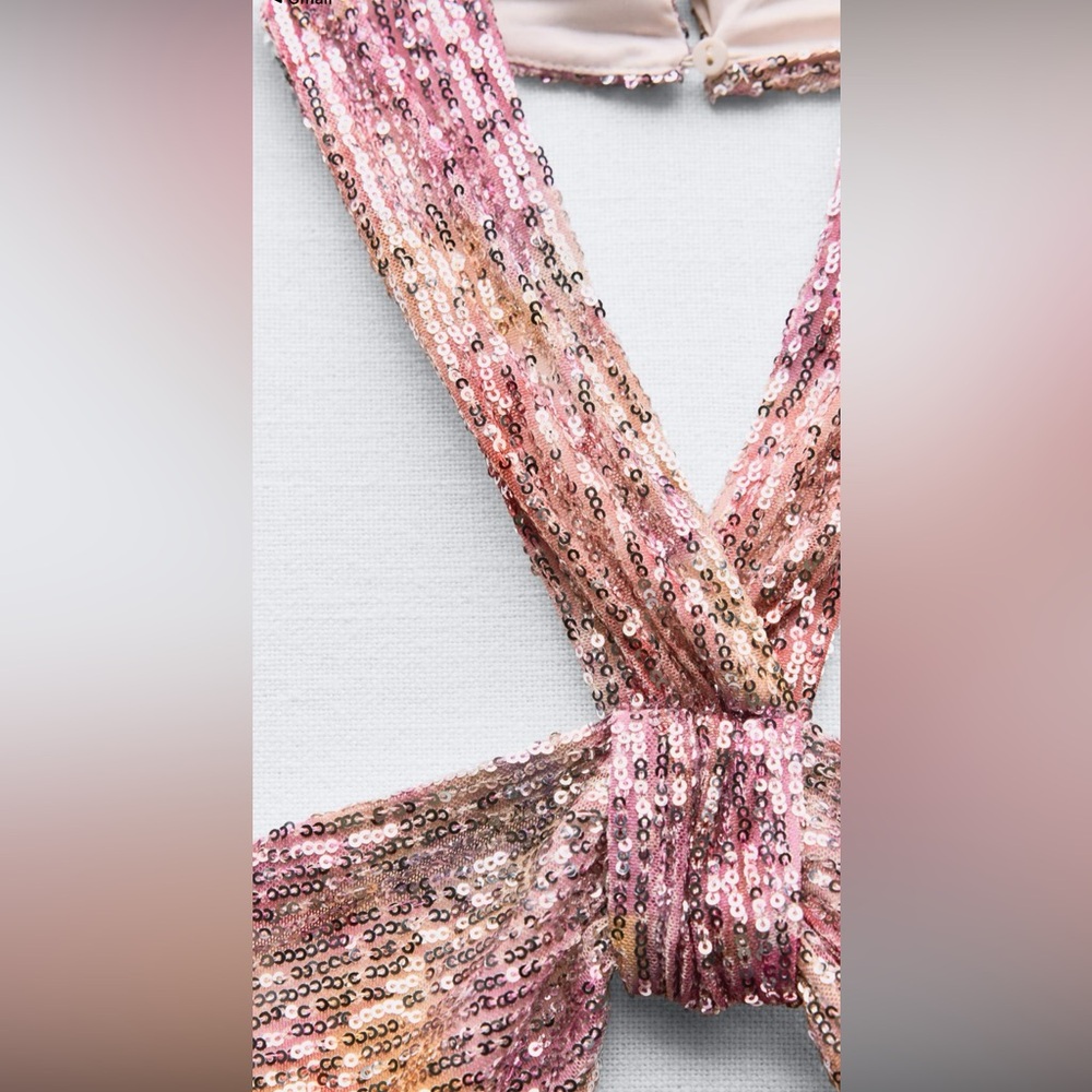 Zara sequin knotted halter dress - Picture 3 of 6